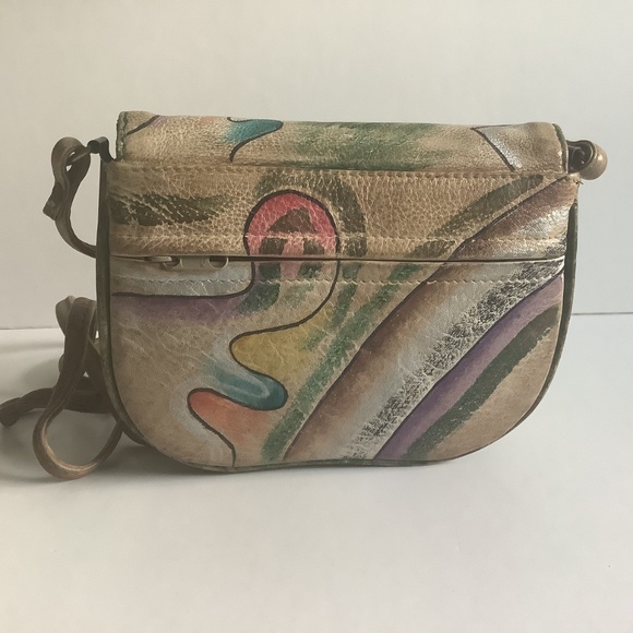 Sam Sam Vintage Genuine Leather Hand Painted Crossbody Bag - Picture 3 of 16